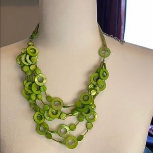 Vibrant Green Statement Necklace with 5” Extender